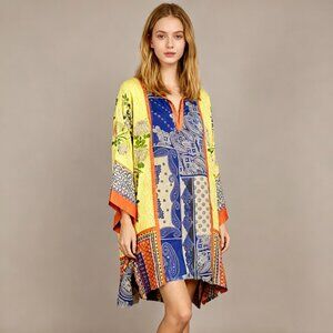 NWOT Johnny Was Brilliant Silk Oversized Kimono Boho Tunic Dress Top Blouse S